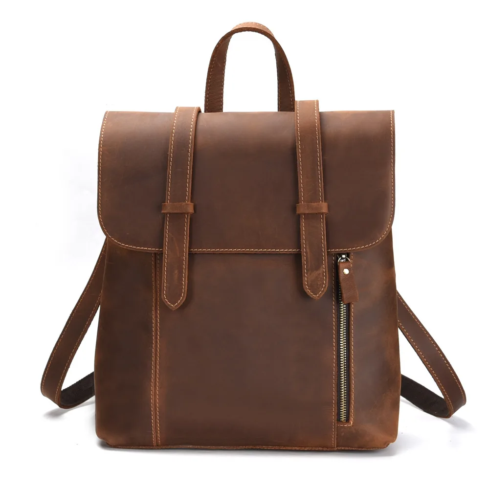 100% Cow Genuine Leather Men Backpacks Real Natural Leather Student Backpack Boy Luxury Brand Large Fashion Computer Laptop Bag