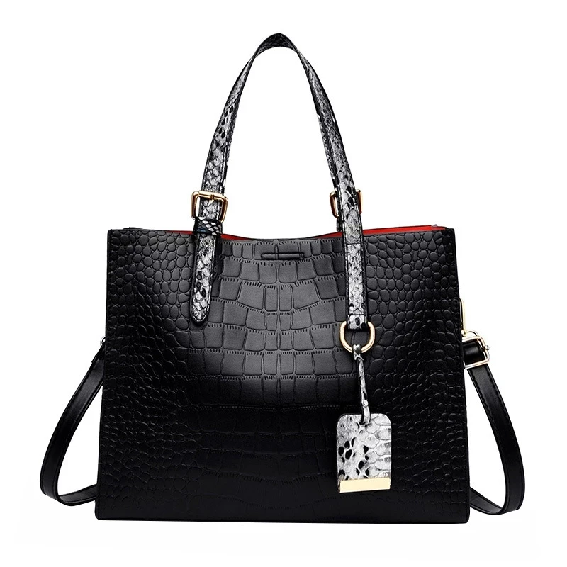

Women Alligator Skin Print Tote with Python Handles