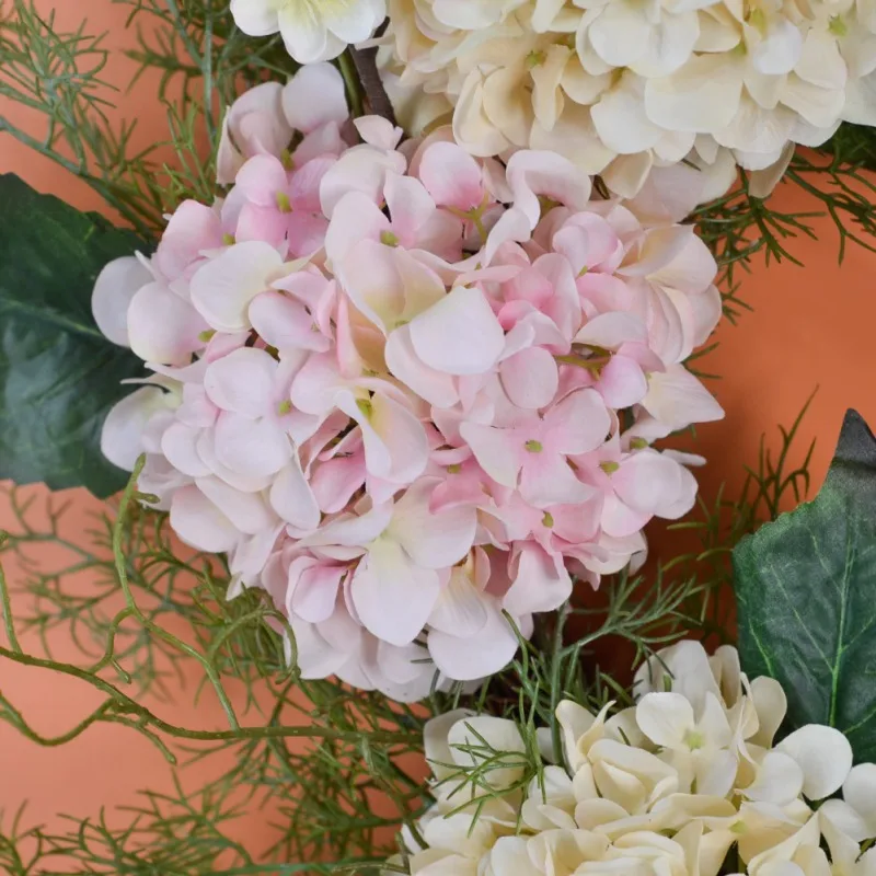 

Home Decor European Style Simulation Hydrangea Wreath Hanging Fake Flowers Hotel Wedding Festival Decoration Dropship