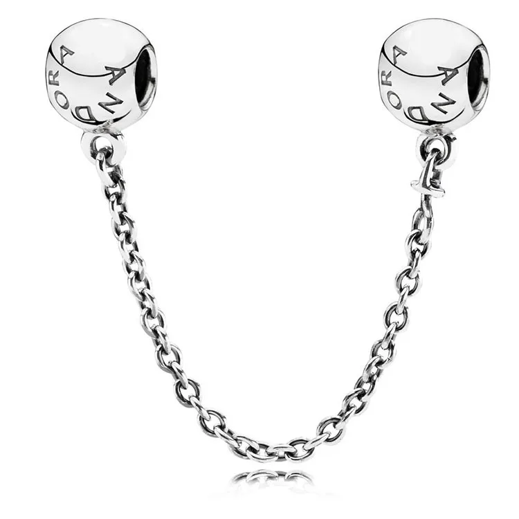 

8 Style Fit Original Pan S925 Sterling Silver Safety Chain Charm Beads For Women Bracelet Bangles DIY Fashion Jewelry Gift