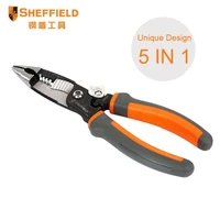 sheffield pliers multi function tool 5 in1 electrician needle nose pliers wire stripping cutter crimping pliers s035057