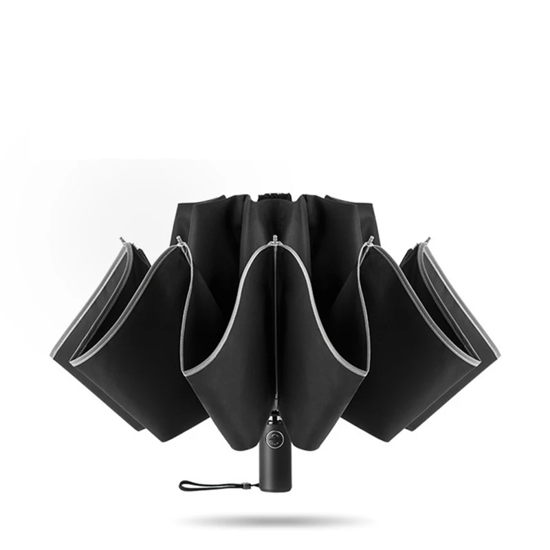 Ветрозащитные автоматические зонты прочные складные 10 ребер светоотражающие