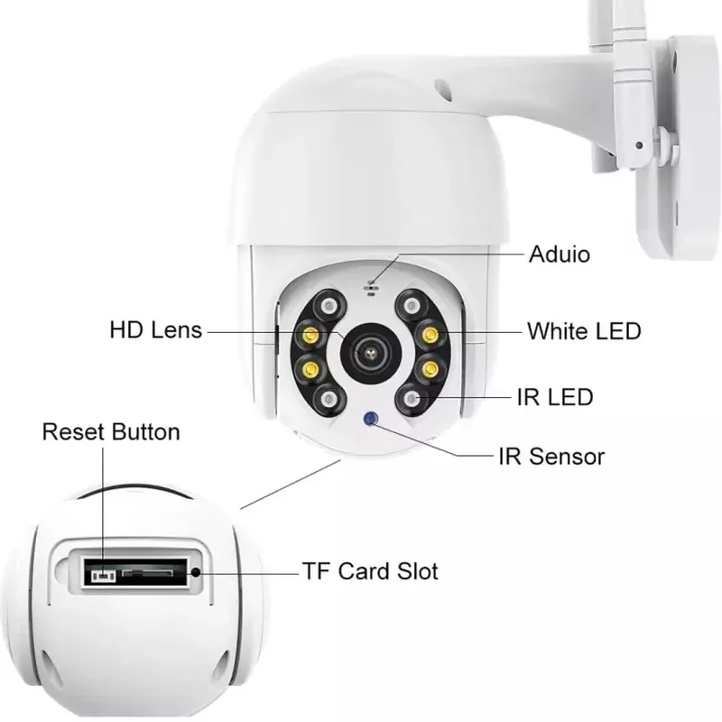 

Wifi Security Ip Camera Smart Home PTZ Waterproof Two Way Audio Remotely Control Motion Detection Outdoor CCTV Camera