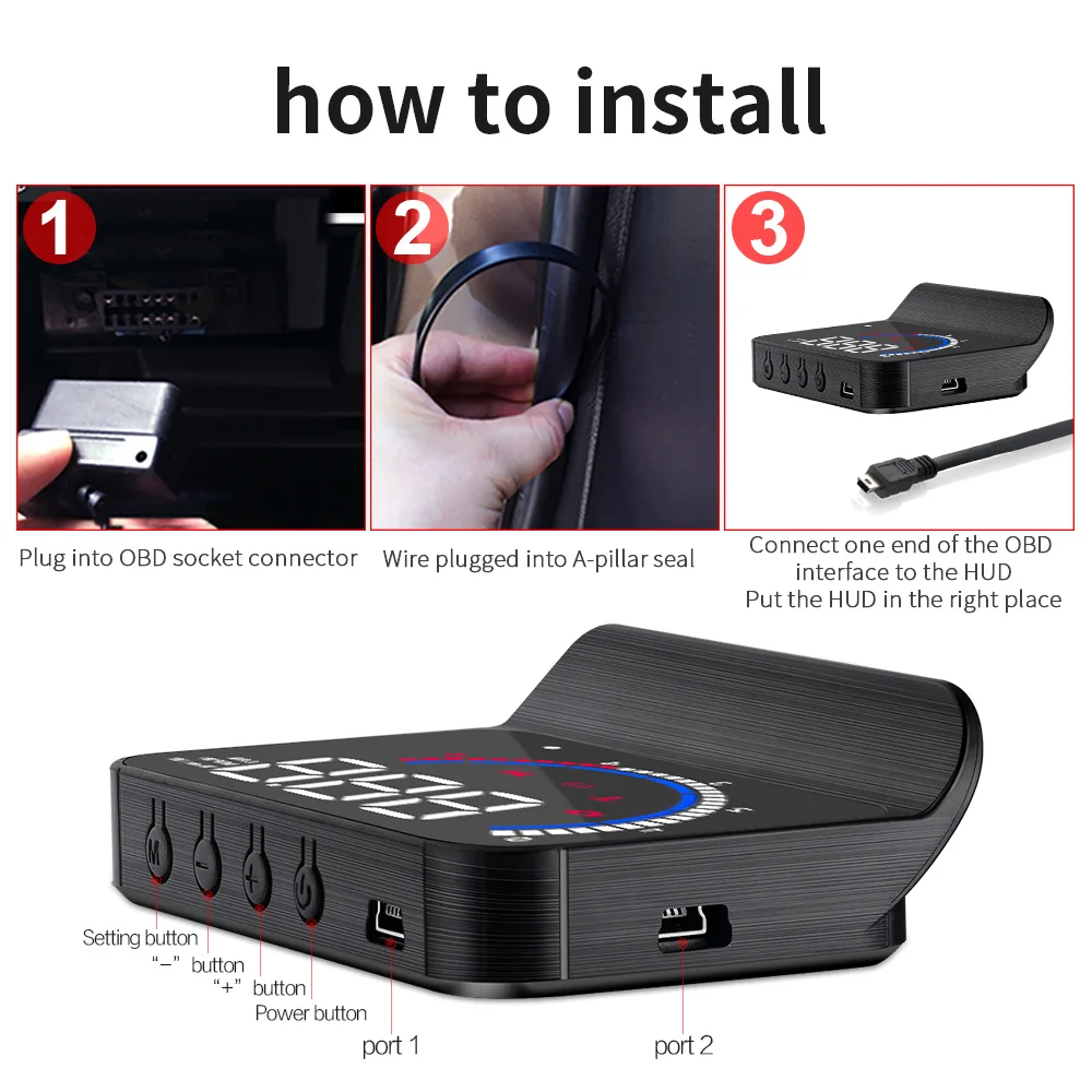 

WiiYii M13 HUD OBD2 Head-Up Display Car MPH Auto Electronics Detector HUD Windshield Projector