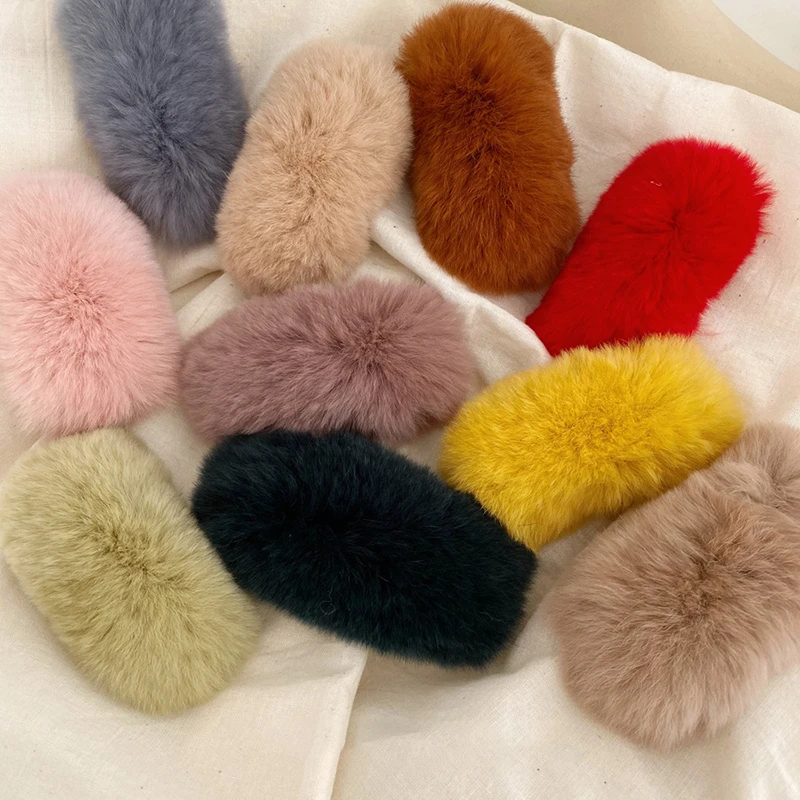 

Popular Mink Hair Hairpin Cute Adult Hair Accessories Fashion Design Mink Hair Clip Fluffy Hair Clip Girl Hair Accessories