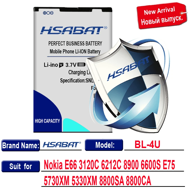 BL-4U HSABAT Батарея для Nokia BL-4B BL-4D BL-4C BL-4CT BL-4U BL-5B BL-5BT BL-5C BL-5CT BL-5J BP-5M BP-6X BL-6Q BLC-2 BLD-3 BLB-2 - Цвет: BL-4U