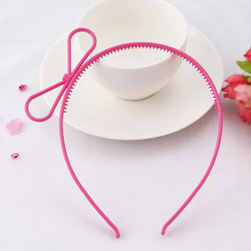 Rose red bow 12 шт./лот,, блестящий ободок для волос в виде единорога, повязка на голову, Яркий пластиковый ободок с ушками для женщин/девушек, вечерние украшения для волос, головные уборы - Цвет: Rose red bow