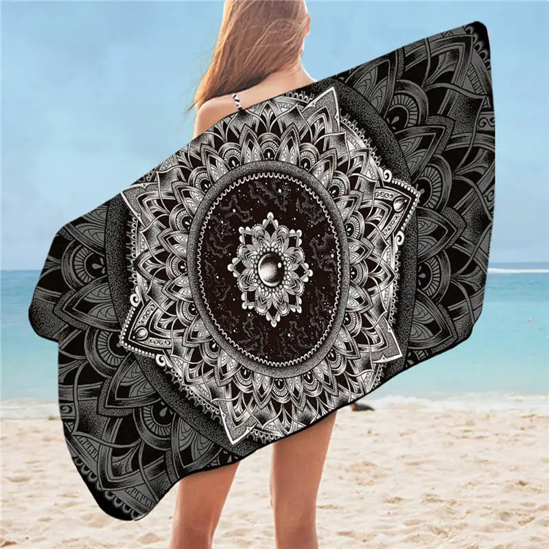Mandala Chaos By Brizbazaar, банное полотенце, цветной череп, микрофибра, пляжное полотенце для взрослых, галактика, мандала, полотенце для душа, готическое летнее одеяло - Цвет: Mandala
