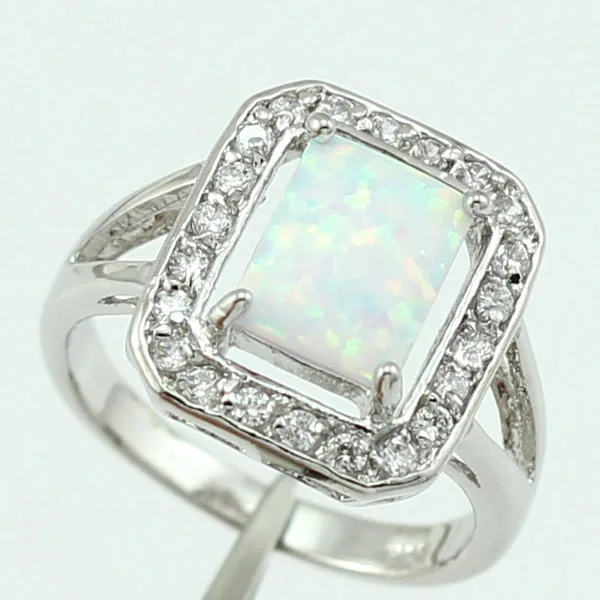 

Wholesale Restail Shininge Princess White Fire Opal CZ Silver Plated Rings for Women 88W