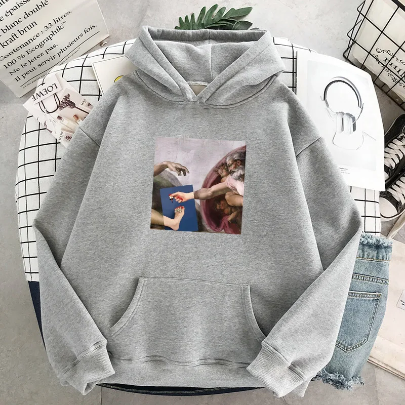 Женские толстовки большого размера с принтом для отдыха длинным рукавом