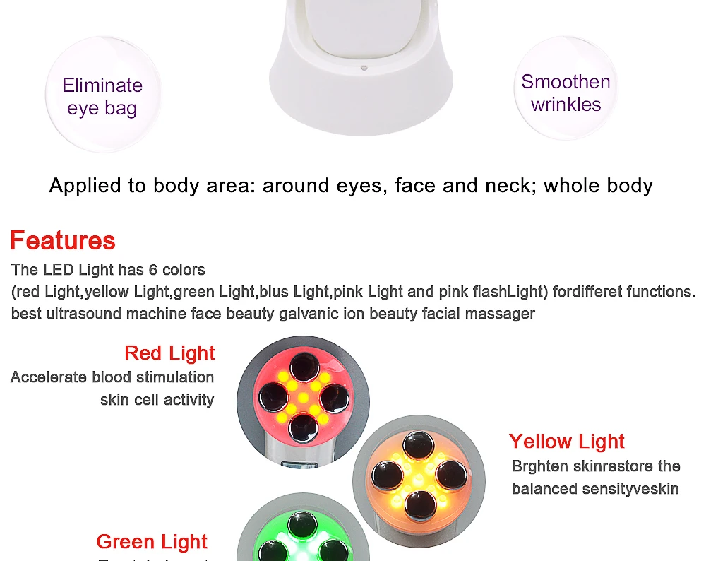 Licheng RF Beauty Device EMS LED Photon Electroporation Skin Tighten Rejuvenation Wrinkle Removal Face Lifting Massager Anti-age