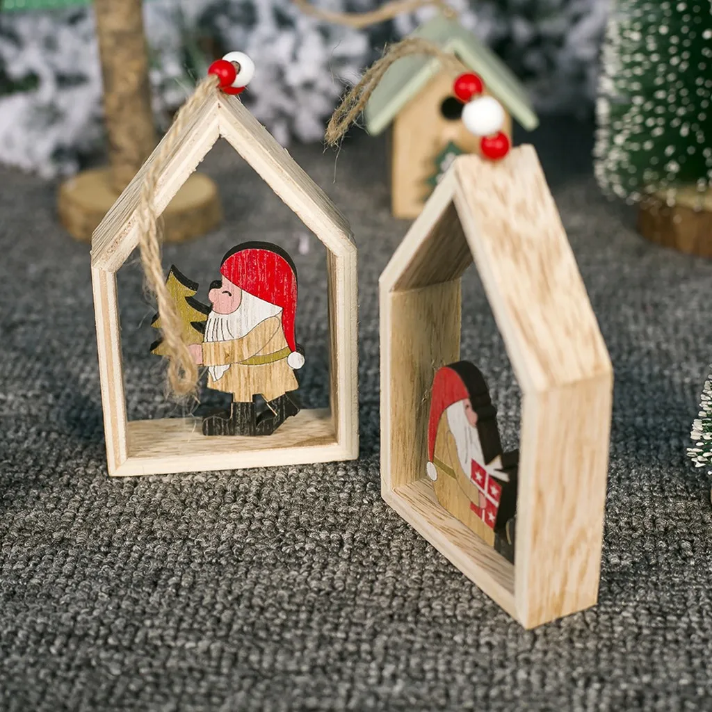 Винтажные рождественские деревянные подвески украшения DIY поделки в форме