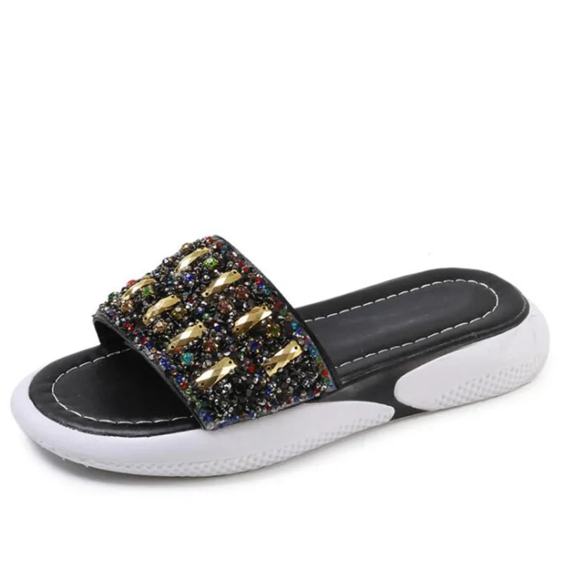 

COVOYYAR Rhinestone Women's Slippers Plus Size 35-43 Luxurious Crystal Platform Summer Women Shoes Beach Outdoor Slides WSL235