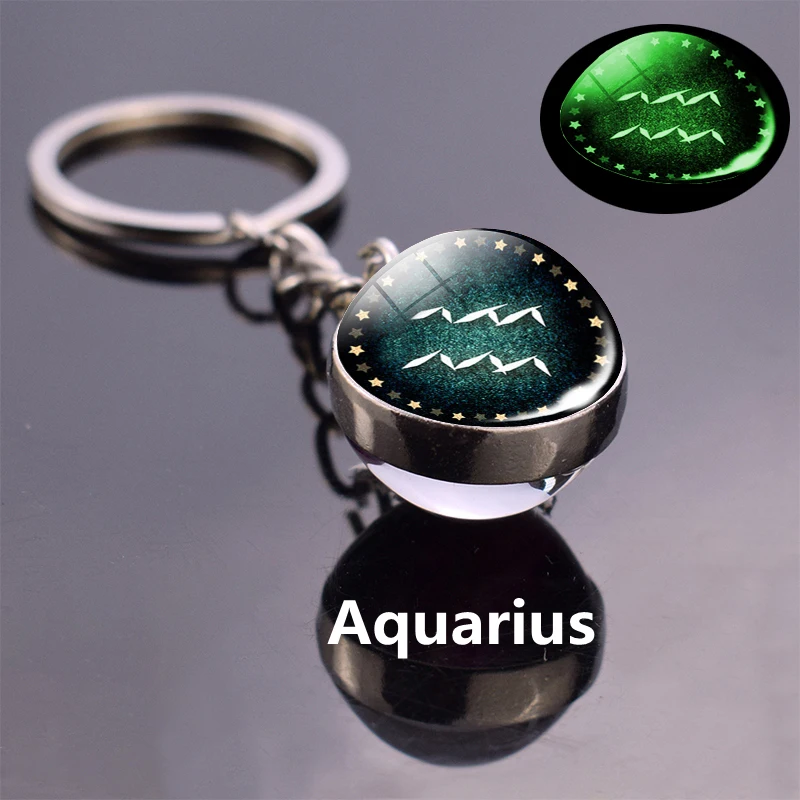 Светящийся брелок для ключей Созвездие прозрачный стеклянный шар с изображением