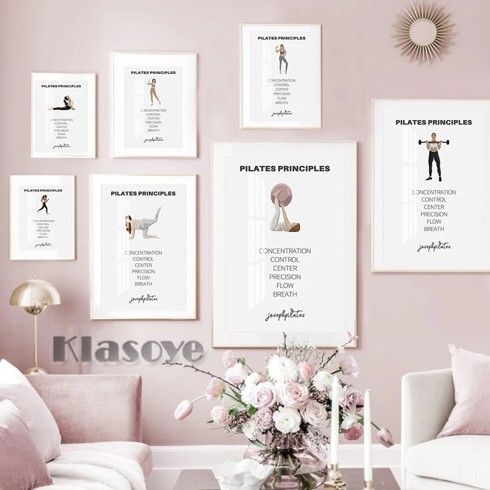 

Yoga Fitness Poses Poster Girl Power Print Stretch Exercise Wall Art Decor Canvas Painting Living Room Decorate Gym Wall Picture