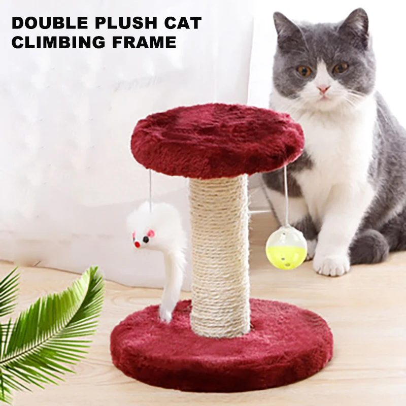 

Plush Cat Climbing Frame Toy Double Drop Ball Mouse 20cm Sisal Cat Scratching Board Column Tree Jumping Platform Pet Supplies