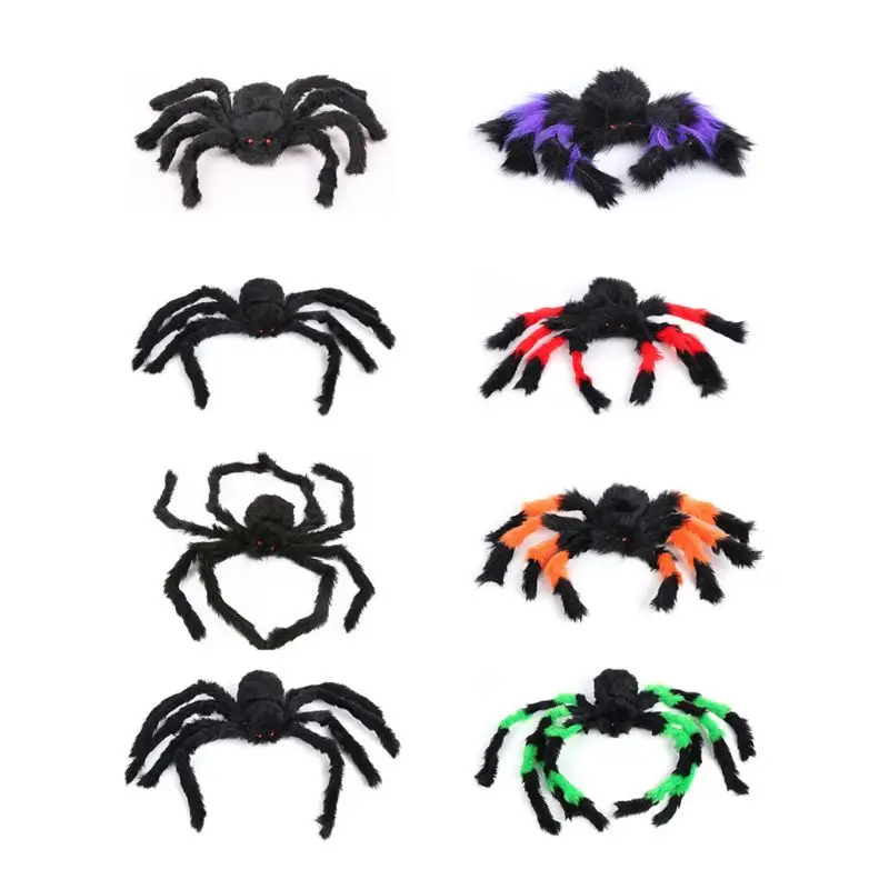 

Q0KF 1 Pc Realistic Spider Halloween Plush Spider Toy Party Celebration Venue Arrangement Props