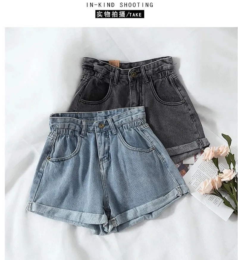 

Women's Denim Shorts 2021 New High-Waist Shorts Women Casual Loose Ladies Fashion Wide-Leg Short Jeans