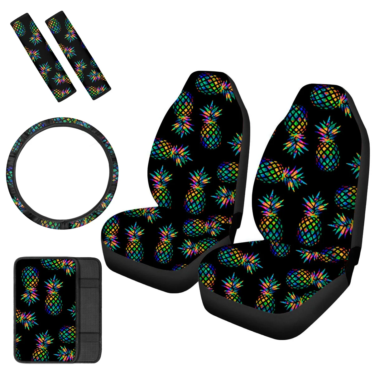 

Дизайнерские мягкие автомобильные чехлы PinUp Angel с ананасами, моющийся чехол на руль, автомобильный подлокотник