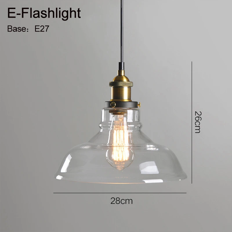 E-Flashlight Светильник-лампа, подвесной светильник, Янтарный/дымчатый серый стеклянный подвесной светильник для ресторана, винтажный выдвижной настенный светильник, американский стиль ZDD0024 - Цвет корпуса: E-Flashlight