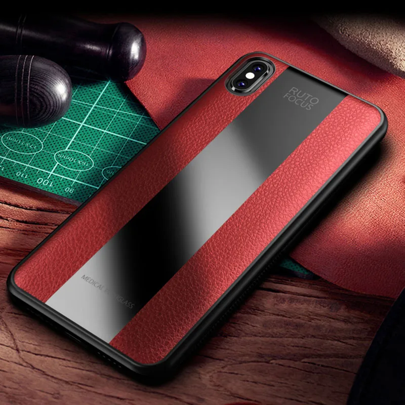 Кожаный чехол с текстурой + акриловая Противоударная броня для iPhone 11 XS Max XR X 8 7 6 6S