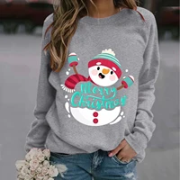 winter womens casual pullovers merry chirstmas snowman printed long sleeved sweatshirts holiday streetwear sudaderas mujer a40