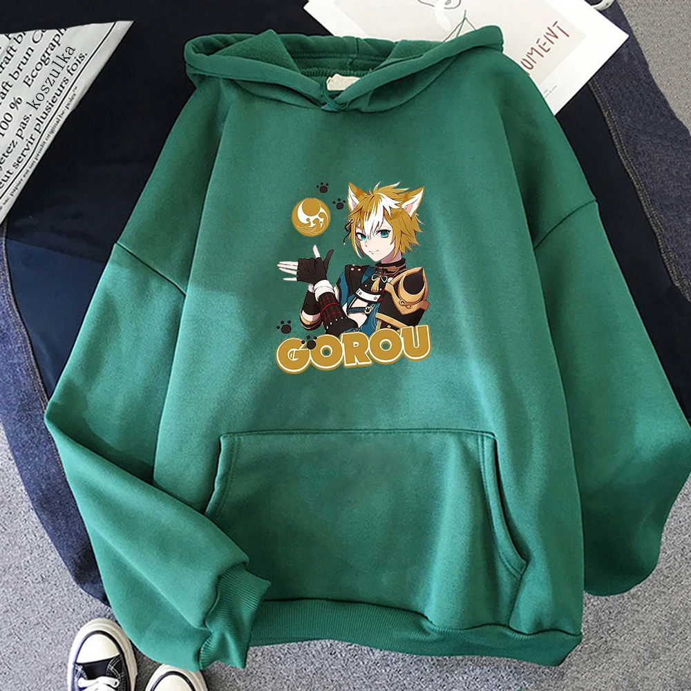 

Genshin Impact Kawaii Hoodies Winter Women Tops Pullover Aesthetic Print Cartoon 2021 Gorou Sweatshirts Oversized Graphic Hoodie