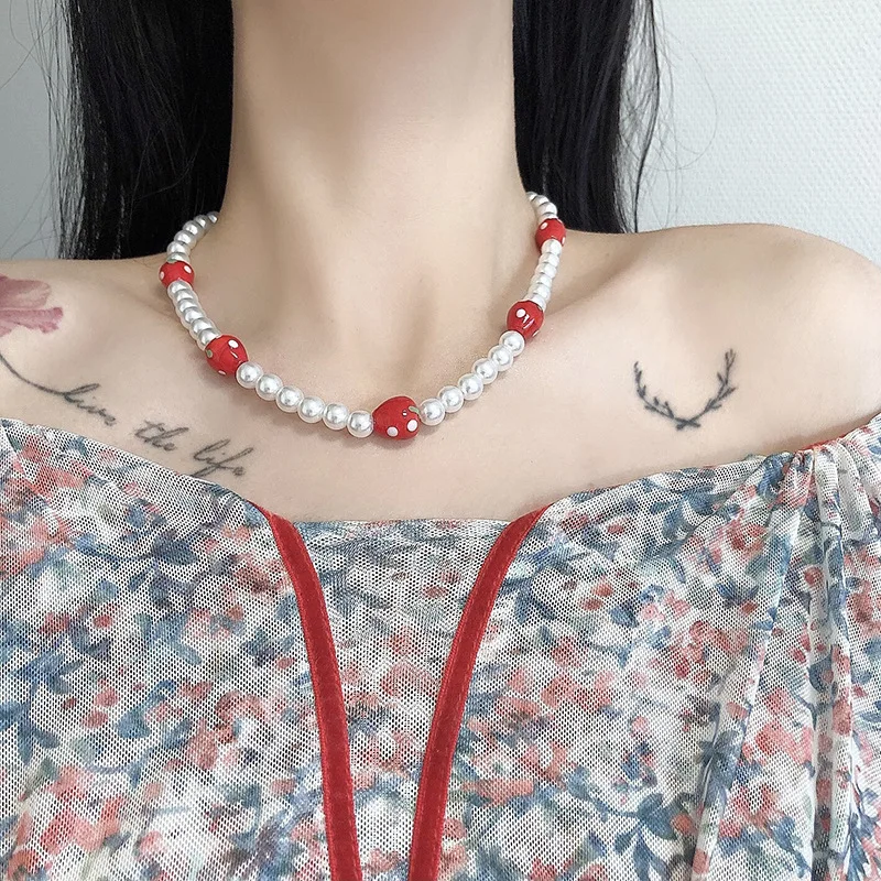 Ожерелье с клубничным пресноводным жемчугом INS новинка 2021 трендовый чокер