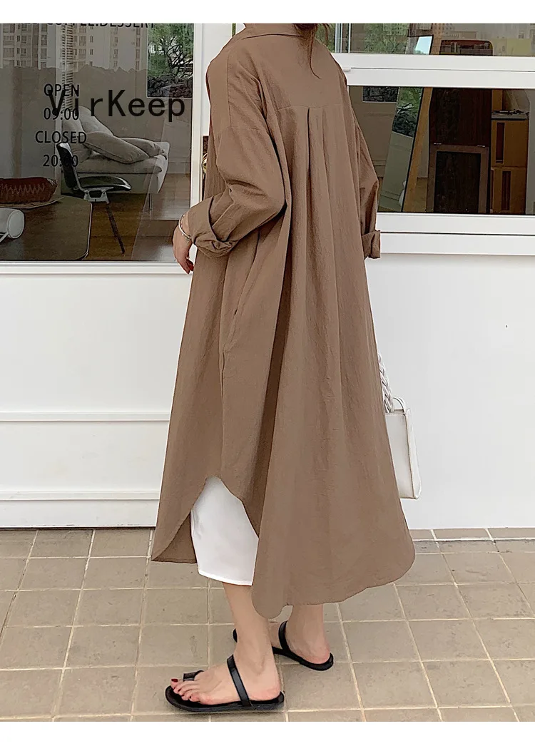 

women Casual Dresses Long Sleeve Shirt Dress Autumn solid office lady robe Loose korean japan streetwear girls garment VKDR2489