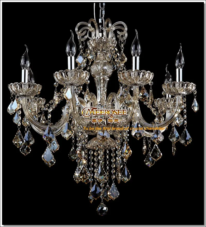 Современная хрустальная люстра коньяк лампа с стеклянными дужками подвесные