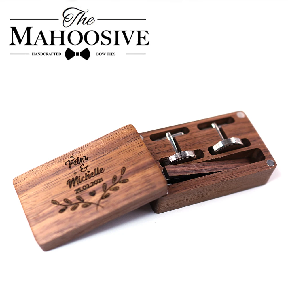 Customized Cufflink Wedding Gifts For Groom Engraved Logo Wood Tie Clips Engraving