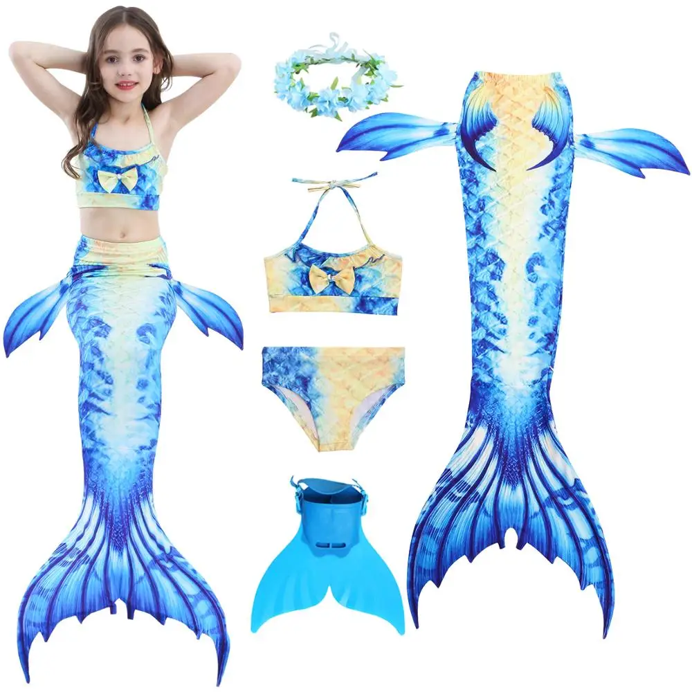 Женский костюм Русалочки с моноластами купальный для девочек хвостом и