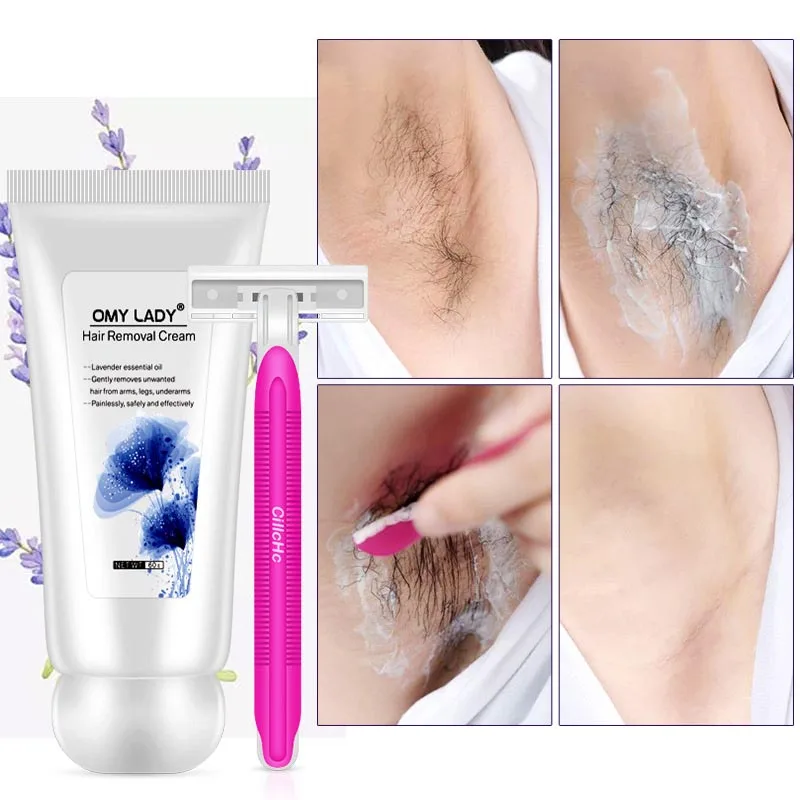 Лавандовый крем для депиляции без боли удаления волос ног подмышек Прямая