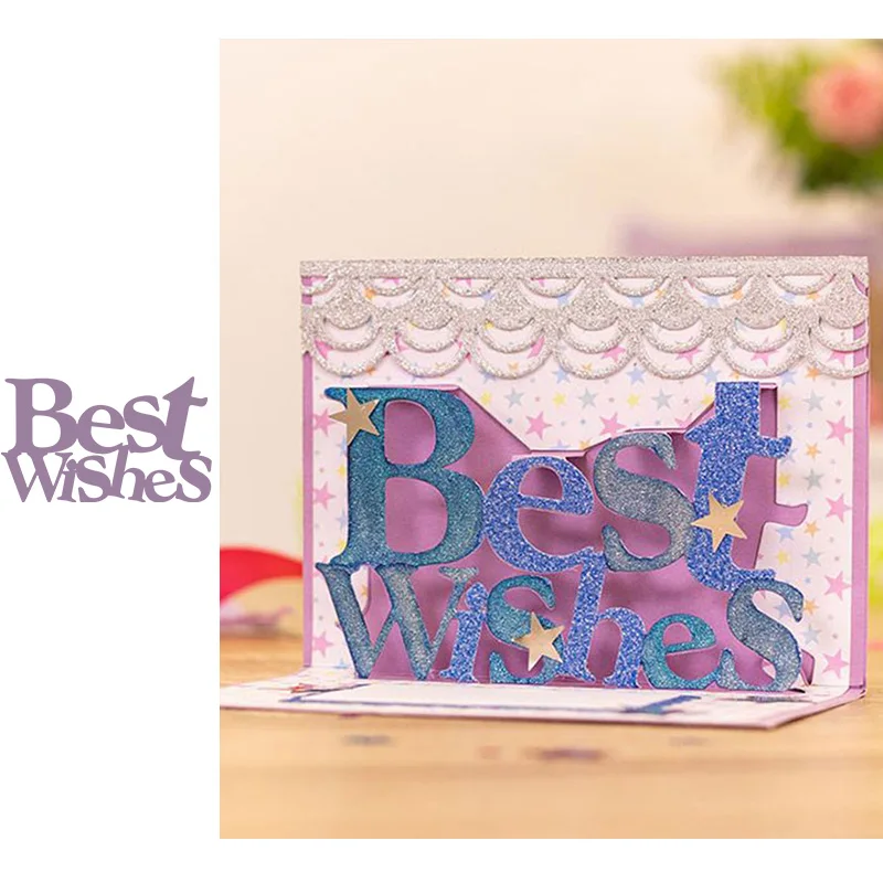 Выдвижной металлический штамп с надписью Best Wish для скрапбукинга и изготовления