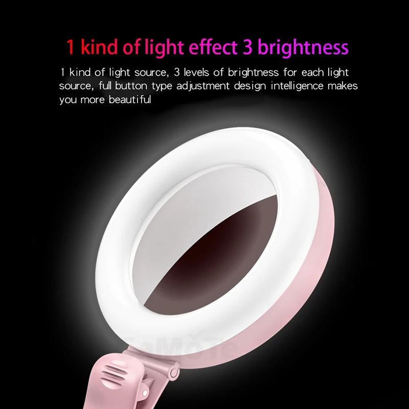 Портативный светодиодный кольцевой светильник лампа с USB зарядкой для селфи