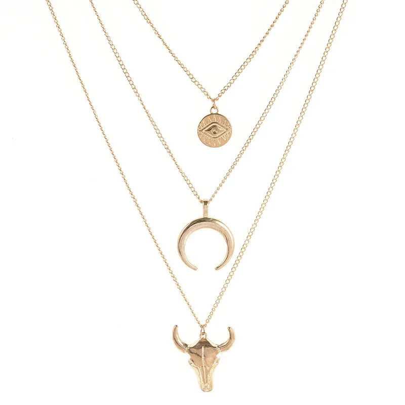 Многослойное ожерелье с искусственным глазом и головой быка для женщин девушек