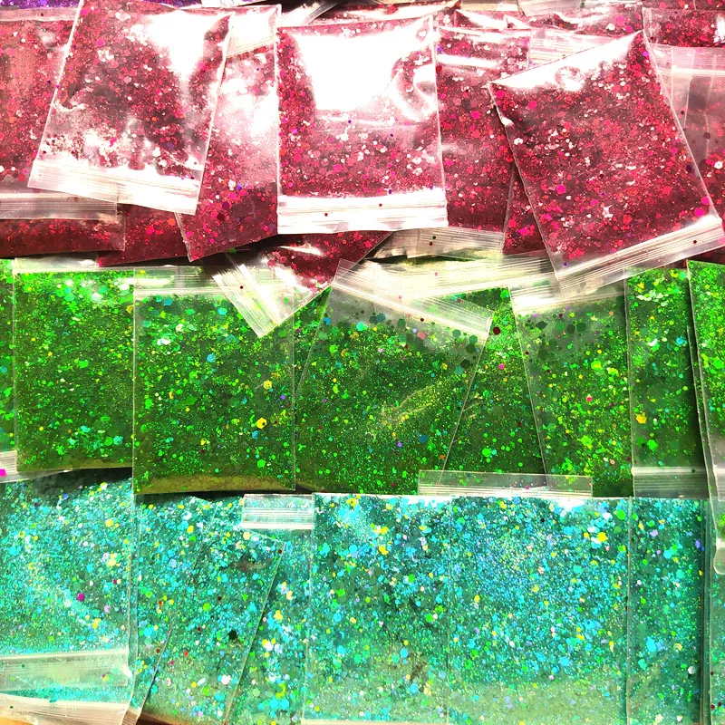 

5g/Bag Glow in the Dark Nail Glitter 0.2/1/2mm Colorful 3D Nail Powder Sequin Polish Manicure Nail Art Decorations