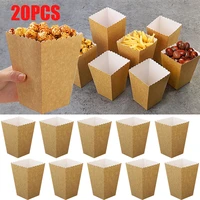20pcs folding white cardboard popcorn box kraft paper box for party wedding school event barbecue baking accessories
