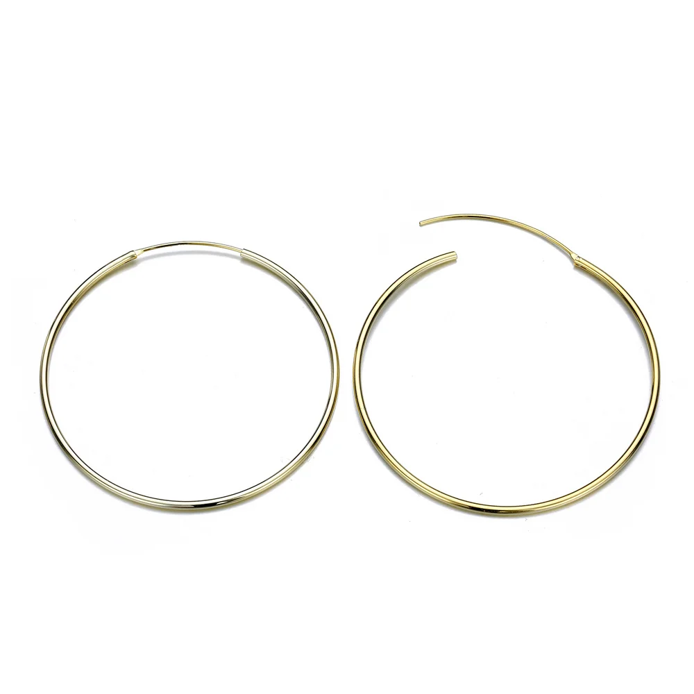 Женские серьги 50 мм Круглый Большой обруч золотые из нержавеющей стали Бохо