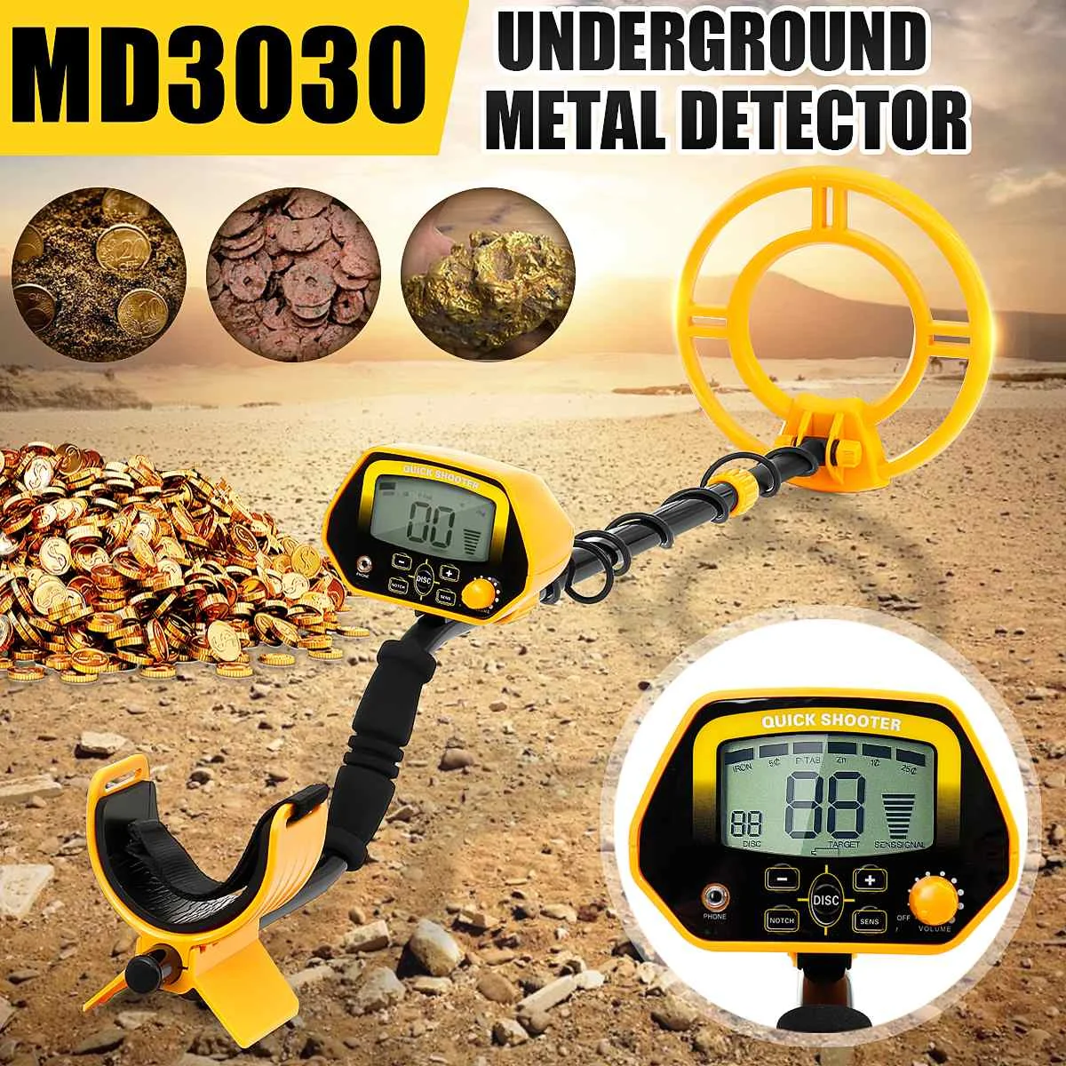 

Professional Metal Detector Underground MD3030 Metal Finder Gold Detector Treasure Hunter Gold Seeker With LCD Display