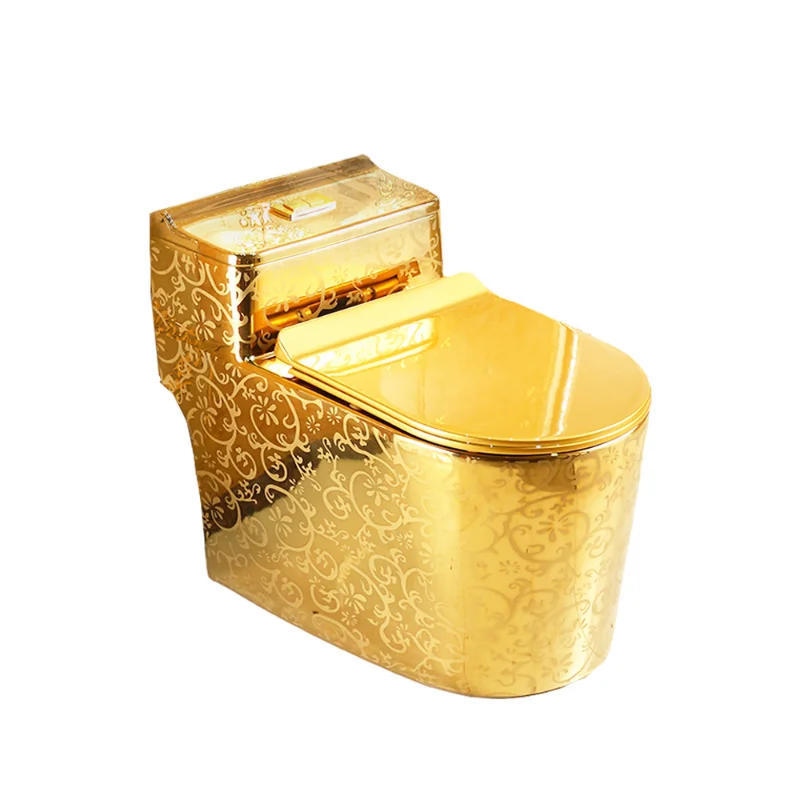 

European Style Artistic Golden One Piece Closestool Gravity Fluishing Washdown Toilet WC