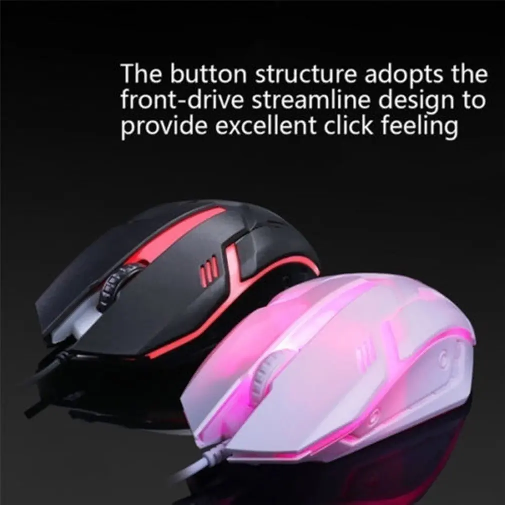 

Led Glowing Computer Desktop Wired Mechanical Keyboard And Mouse Game Suite Usb