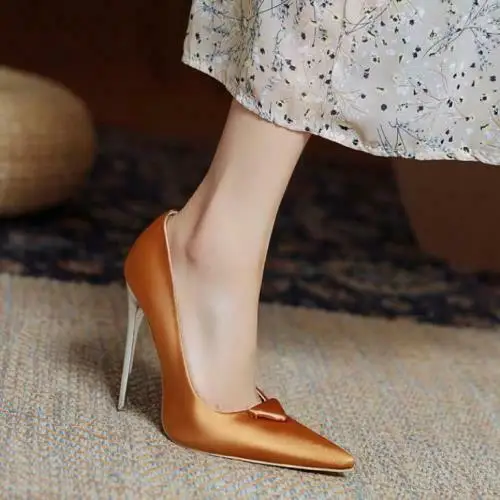 

Womens Trendy Pointy Toe Satin Dress Shoes Stiletto High Heels Wedding Shoes C7
