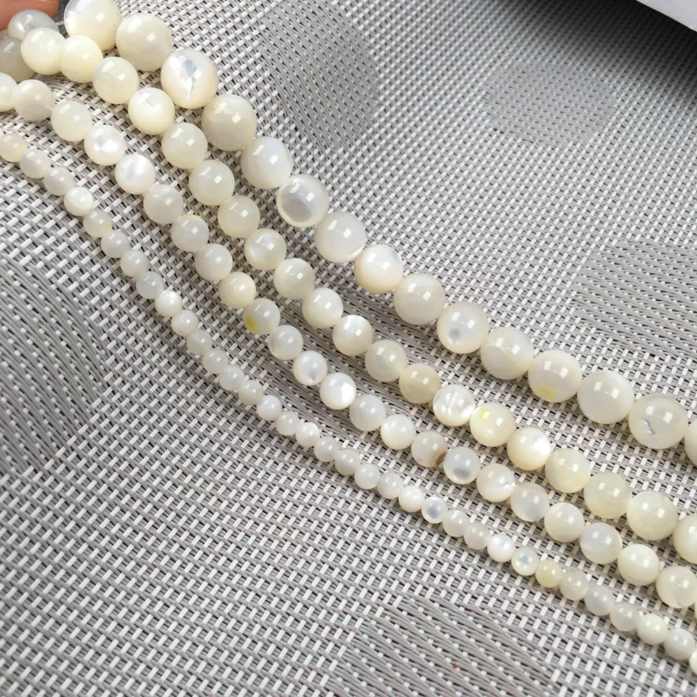 

Natural shell beading white Round Punch loose beads isolation bead for Jewelry Making DIY for bracelet necklace Accessories