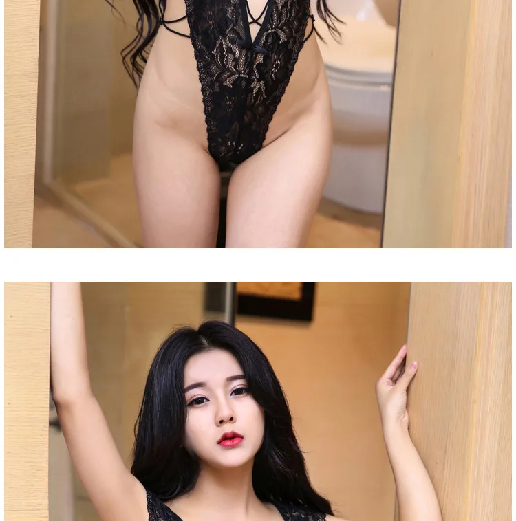 

Cat girl charm lace straps see-through jumpsuit sexy seductive backless hips sexy pajamas women