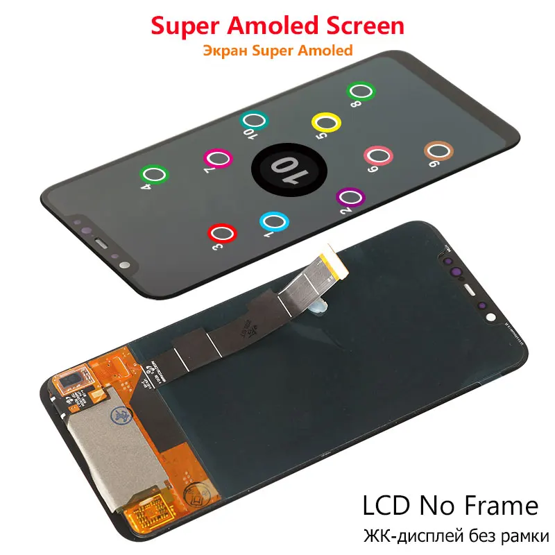 Pantalla Amoled original para m&oacute;vil, repuesto t&aacute;ctil LCD 10 para Xiaomi Mi 8, global, probado, sin p&iacute;xeles muertos, M1803E1A-5