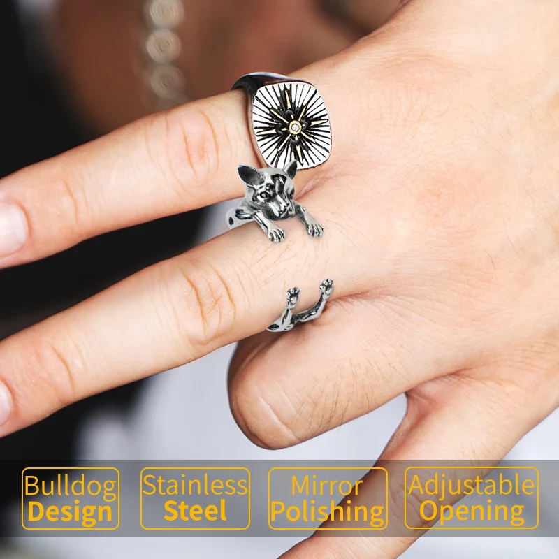 Открытые Кольца для собак мужские и женские модные украшения из нержавеющей