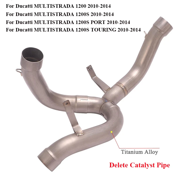 

Slip For Ducati Multistrada 1200 1200S SPORT TOURING Escape Mid Link Pipe Motorcycle Exhaust Catalyst Delete Pipe Titanium Alloy
