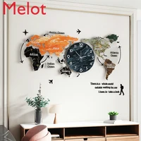 simplicity world map clock wall clock living room affordable luxury wall mounted home fashion nordic creative personality clock