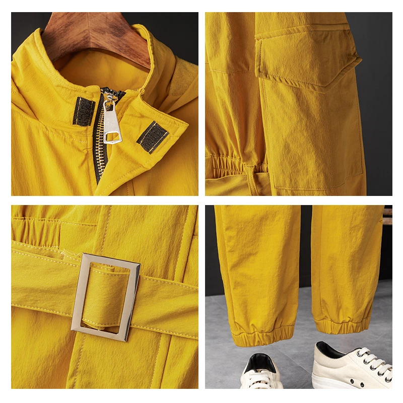 

Jumpsuit Men Rompers One Piece Overalls Mens Long Sleeve Hooded Cargo Casual Streetwear Pants Trousers Male Plus Size XXXL